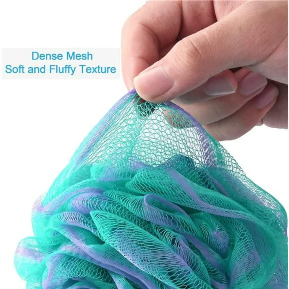 Exfoliating bath sponge loofah body scrubber set of 4 large shower puff